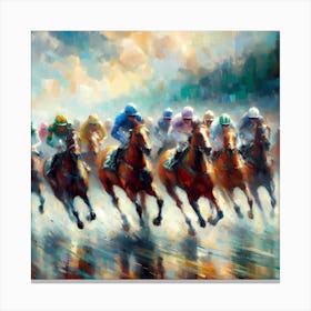 Horses Racing In The Rain 2 Canvas Print