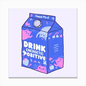 Happy Mind Drink Energetic Positive - A Milk Box Illustration Canvas Print