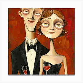 Couple Holding Glasses Of Wine Canvas Print