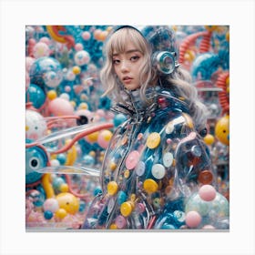 Cyberpunk Girl In A Bubble Canvas Print