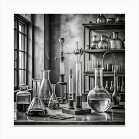 Black And White Chemistry Lab Canvas Print