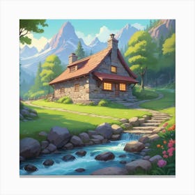 House In The Mountains 4 Canvas Print