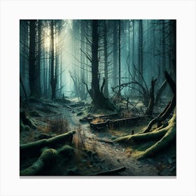 Discover the Enigmatic Charm of a Post-Apocalyptic Forest: A Captivating Photographic Journey. Canvas Print
