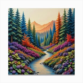 Stream In The Forest Canvas Print