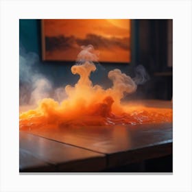 Orange Smoke On A Table Canvas Print