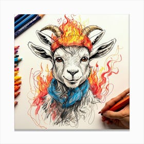 Goat On Fire 15 Canvas Print