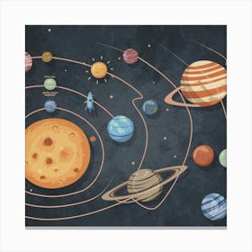 Solar System Planets Print Art Canvas Print