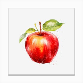 Red Apple Watercolor Painting Canvas Print