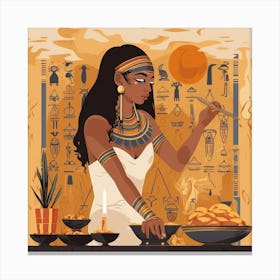 Egyptian Woman Cooking Canvas Print