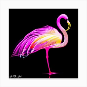 Glow Painting In Pink And Yellow Of A Beautifully Designed Flamingo Canvas Print