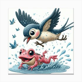 Frog And Bird 1 Canvas Print