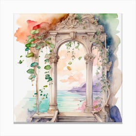 Watercolor Of An Archway Canvas Print
