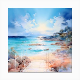 AI Cerulean Tranquility: Harmonizing Nature and Art Canvas Print