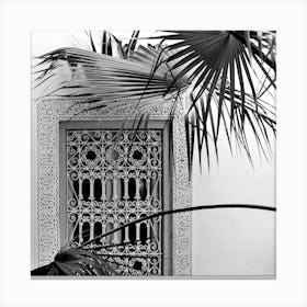Palms And Garden Dreams Black And White Square Canvas Print