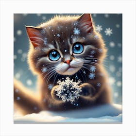 Snowflake Kitten Canvas Print