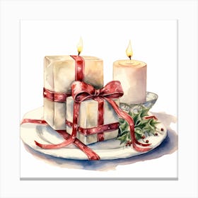 Christmas Presents On A Plate Canvas Print