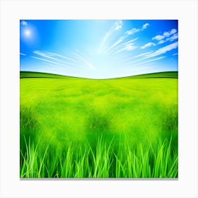 Green Grass A Blue Sky And A Background Of Calm Colors Suitable As A Wall Painting With Beautifu (2) Canvas Print