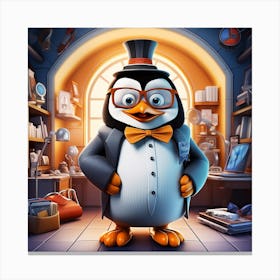 Penguin In A Suit Canvas Print