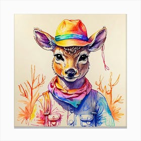 Deer With Hat 2 Canvas Print