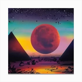 Pyramids And Moon Canvas Print