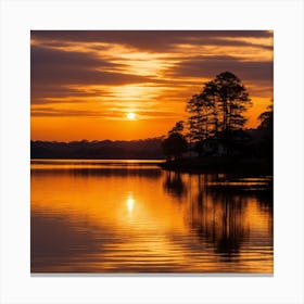 Sunset At The Lake Canvas Print