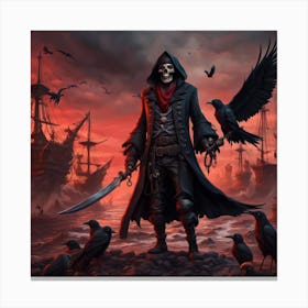 Pirate Skull And Crows Canvas Print
