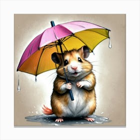 Hamster With Umbrella 1 Canvas Print