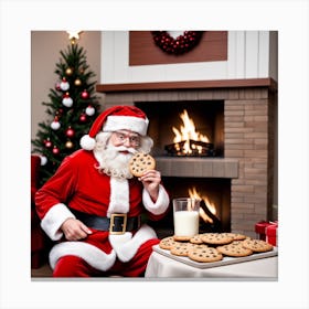 Santa Claus Eating Cookies Canvas Print