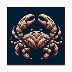 Crab Zodiac Sign,Stylized Crab in Wood Canvas Print