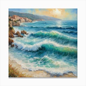 Impressionist Waves Mediterranean Whispers Art Print 0 Canvas Print