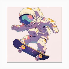 Astronaut Skateboarding 6 Canvas Print