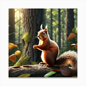 Squirrel In The Forest 408 Canvas Print