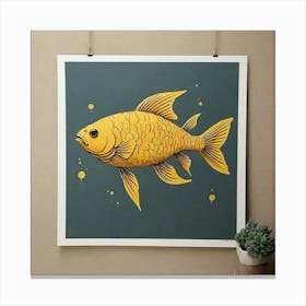 Fish Print Yellow Mustard Art Print 0 Canvas Print