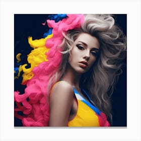 Beautiful Woman With Colorful Hair from Ukraine Canvas Print