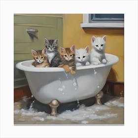Kittens In The Bath Canvas Print
