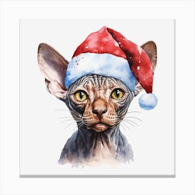 Sphynx Cat In Santa Hat 4 Canvas Print