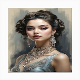 Beautiful Woman With Jewelry Canvas Print