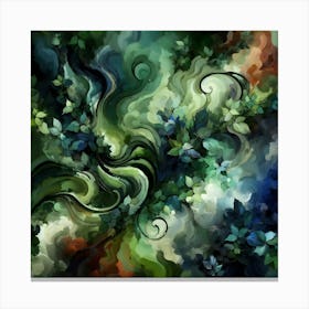 Verdant Whirls: An Abstract Botanical Fantasy Canvas Print