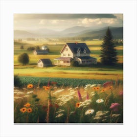 Farm House In The Countryside Canvas Print