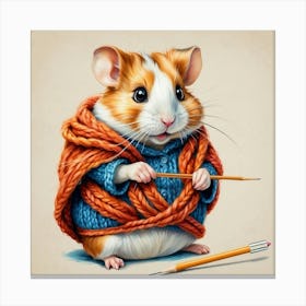 Hamster Knitting 5 Canvas Print