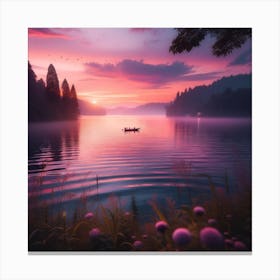 Sunset On The Lake Dreamscape Canvas Print