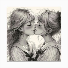 Two Girls Kissing 3 Canvas Print