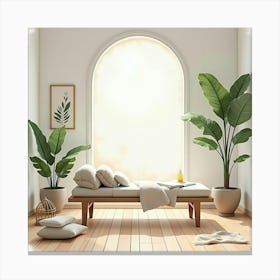 A Soothing Watercolor Image Of A Wellness Space Designed For Comfort And Healing 1 Canvas Print