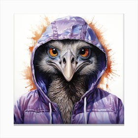 Watercolour Cartoon Emu In A Hoodie 2 Canvas Print