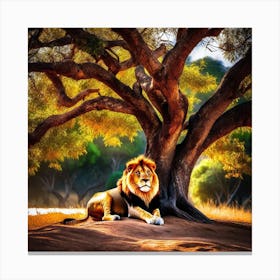 Lion Under A Tree 13 Canvas Print