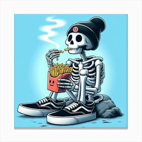 Skeleton Eating French Fries 1 Canvas Print