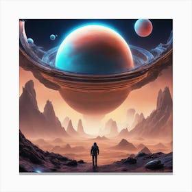 Space Sci Fi Background, Gas Giant In The Sky Illustration, Fantastic Alien Landscape Canvas Print