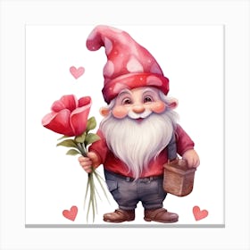 Gnome With Roses Canvas Print