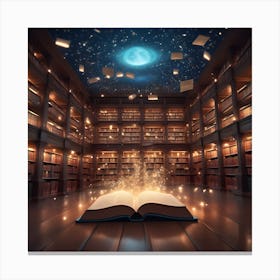 Book In A Library Canvas Print