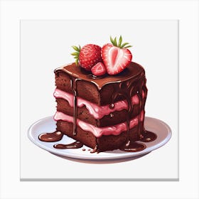 Chocolate Cake With Strawberries 5 Canvas Print